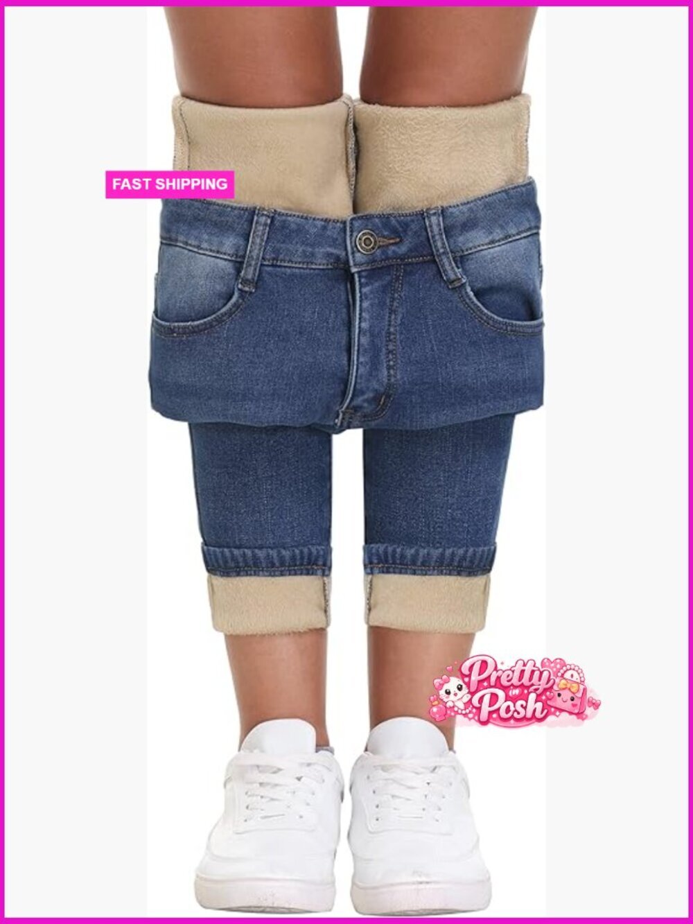 Fleece Lined Jeans Winter Flannel Lined Pants Thicken Stretch Warm Thermal